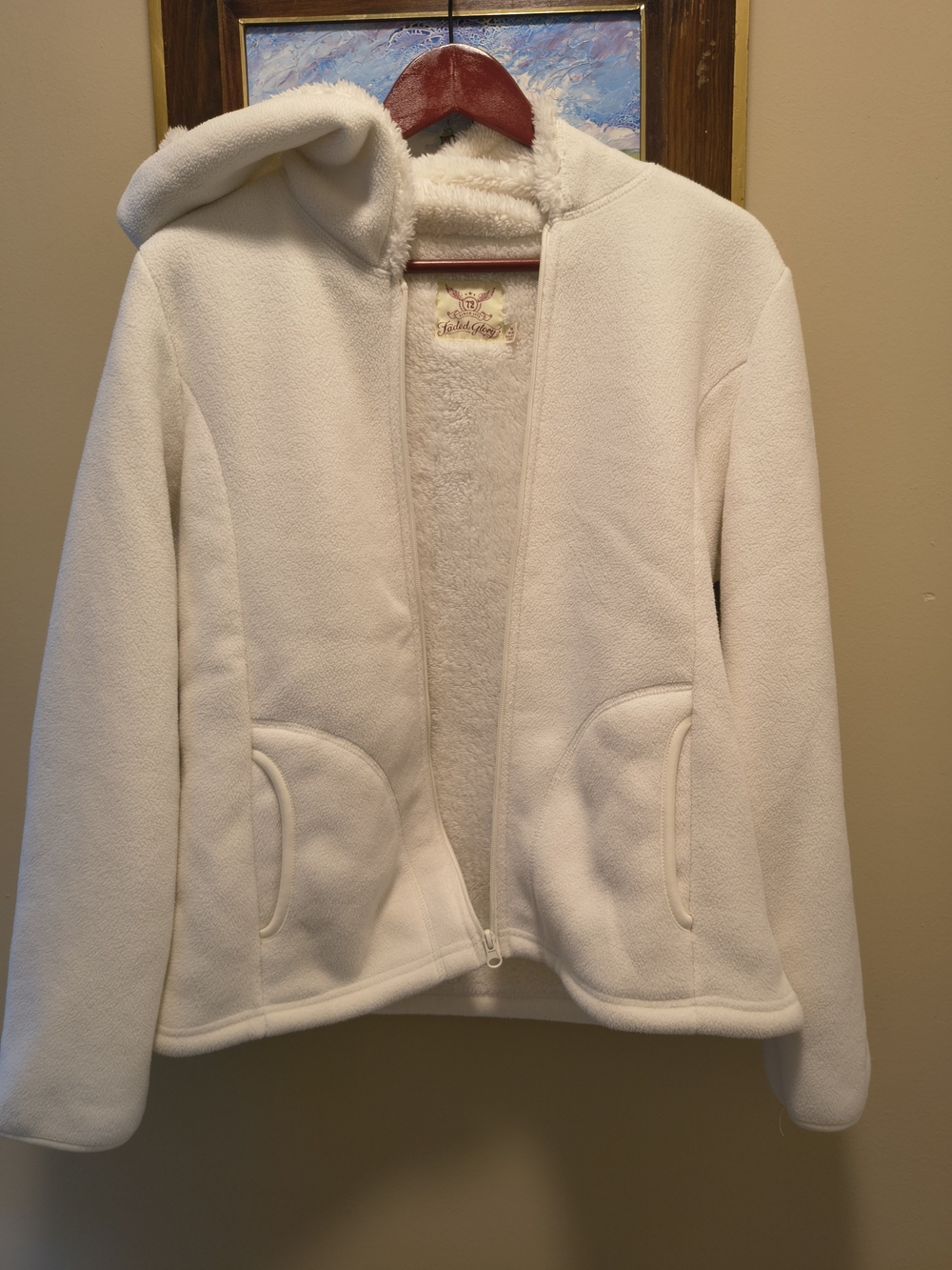 Faded Glory Cream Hooded Plush Lined Jacket